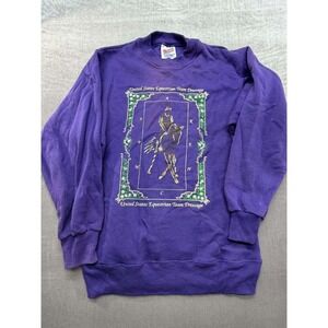 Vintage Hanes United States Equestrian Team Dressage Sweatshirt Blue Purple Smal